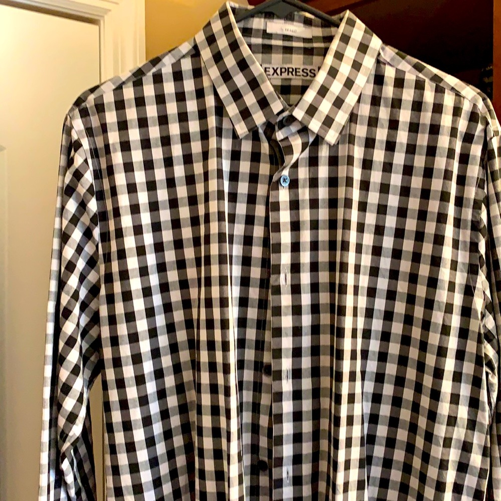Men’s Black & Gray checkered dress shirt